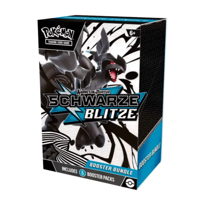 508af7b95d754161f272a7e51a82670d.png Pokémon Karmesin & Purpur Schwarze Blitze Booster Bundle mit 6 Boostern – Original Pokémon Sammelkarten deutsch