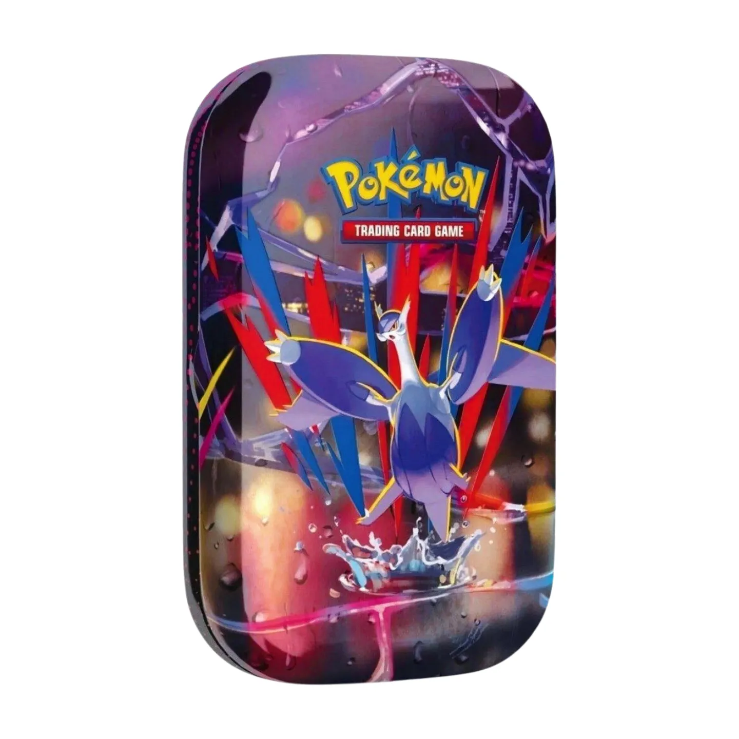 Pokémon Mega Evolution Mega-Latias Mini Tin (English), sealed and original packaging, showing Mega-Latias artwork, booster packs, and sticker sheet.