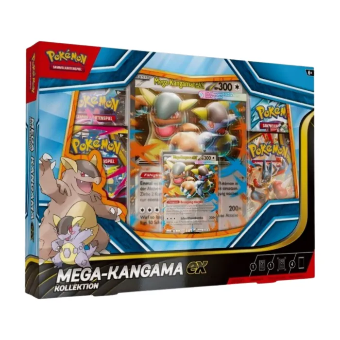 pokemon-mega-kangama-ex-kollektion-deutsch-sealed-tcg-love.jpg Pokémon Mega-Kangama-EX Kollektion (Deutsch), versiegelt und originalverpackt, zeigt die holografische Mega-Kangama-EX Promokarte, die überdimensionale Wackelbildkarte und die vier Boosterpacks.