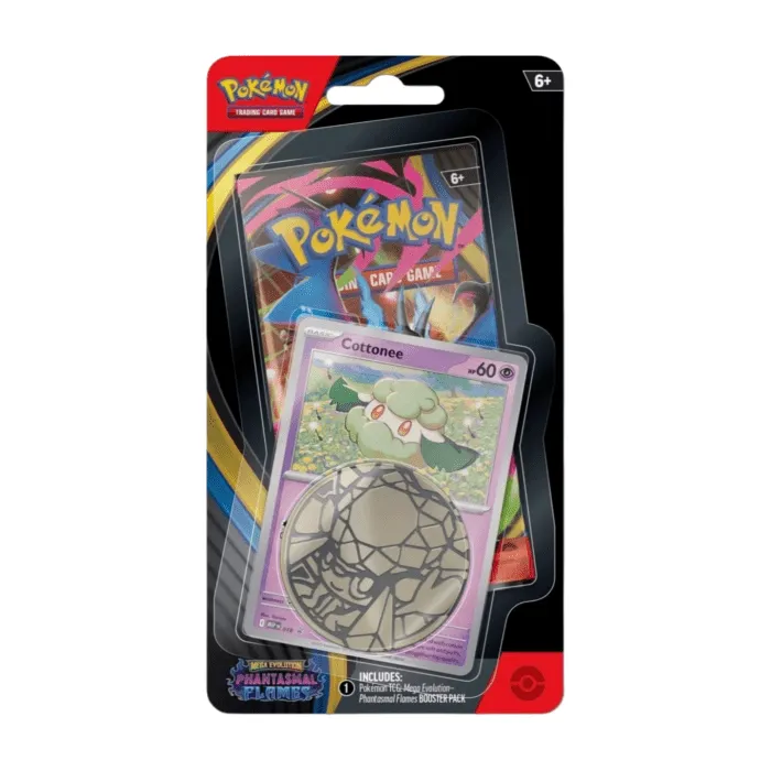 pokemon-phantasmal-flames-checklane-blister-cottonee-english-sealed-tcg-love.jpg Pokémon Phantasmal Flames Checklane Blister Cottonee (English), sealed and original packaging, showing the exclusive coin, three promo cards, and the booster pack from the Phantasmal Flames expansion.