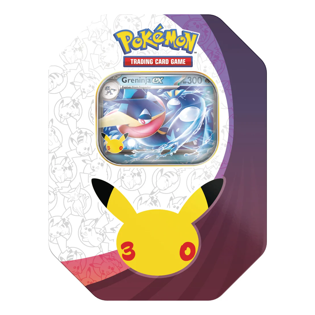 Exclusive 30th Celebration Greninja Tin (English) factory sealed metal collector's tin featuring 4 booster packs and promo.