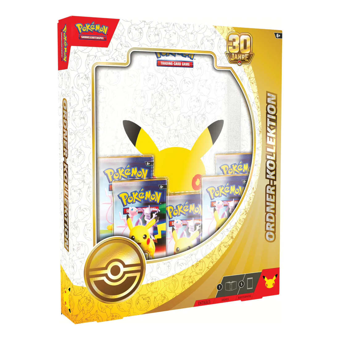 Pokémon 30 Jahre Ordner-Kollektion (Deutsch), originalverpackte Jubiläums-Box mit exklusivem Sammelordner (Binder) und 5 Boosterpacks.